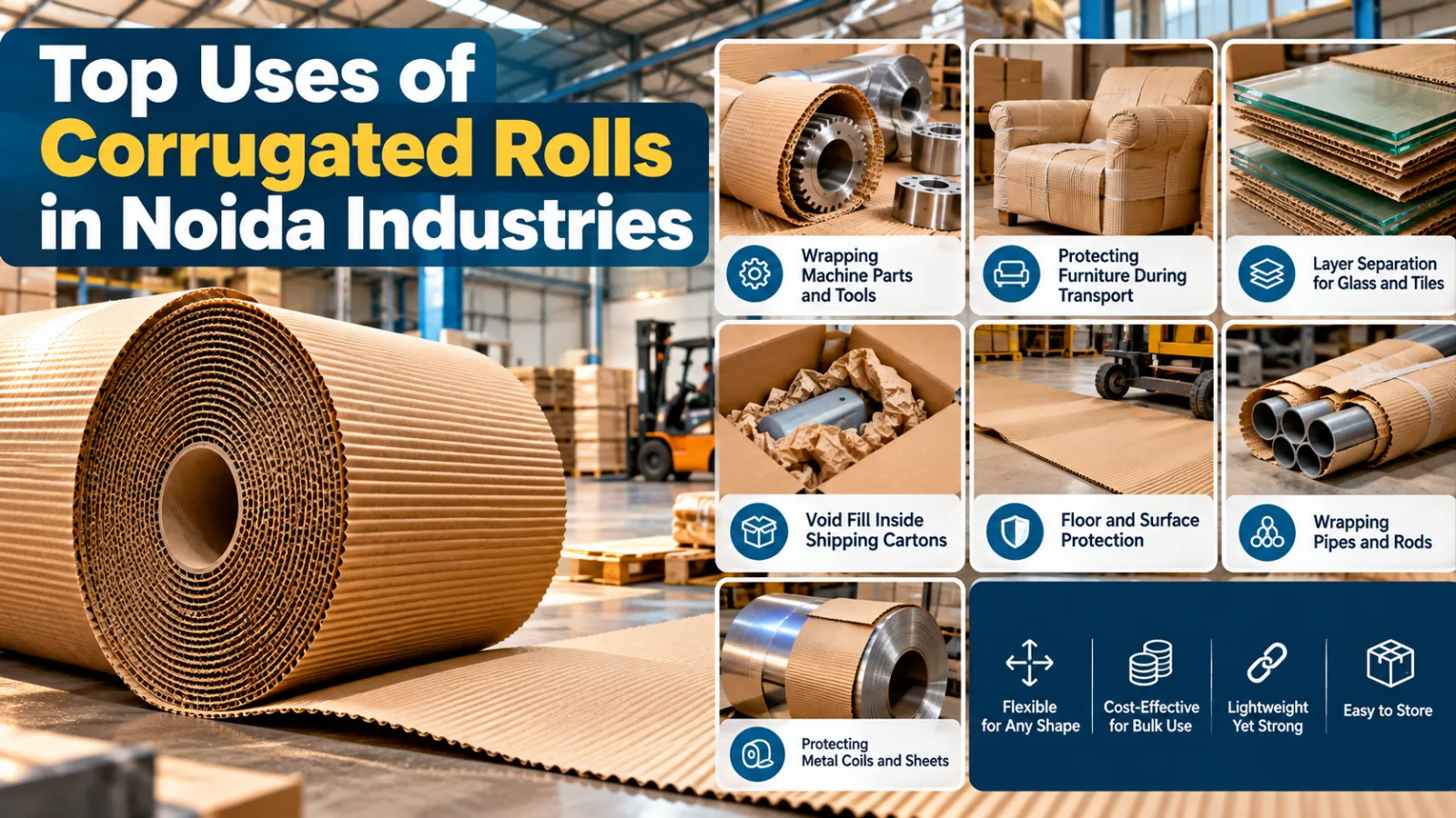 Top Uses of Corrugated Rolls in Noida Industries