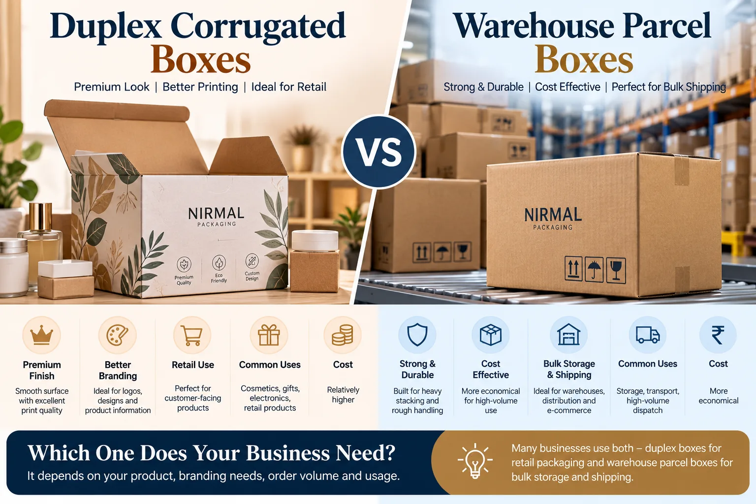 Duplex Boxes vs Warehouse Parcel Boxes in Noida