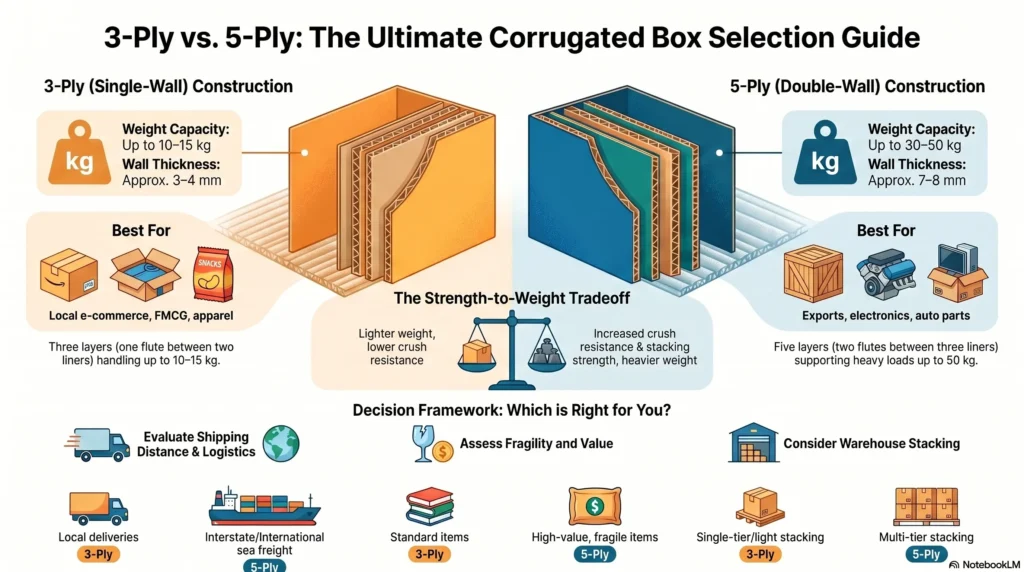 3 ply vs 5 ply corrugated box